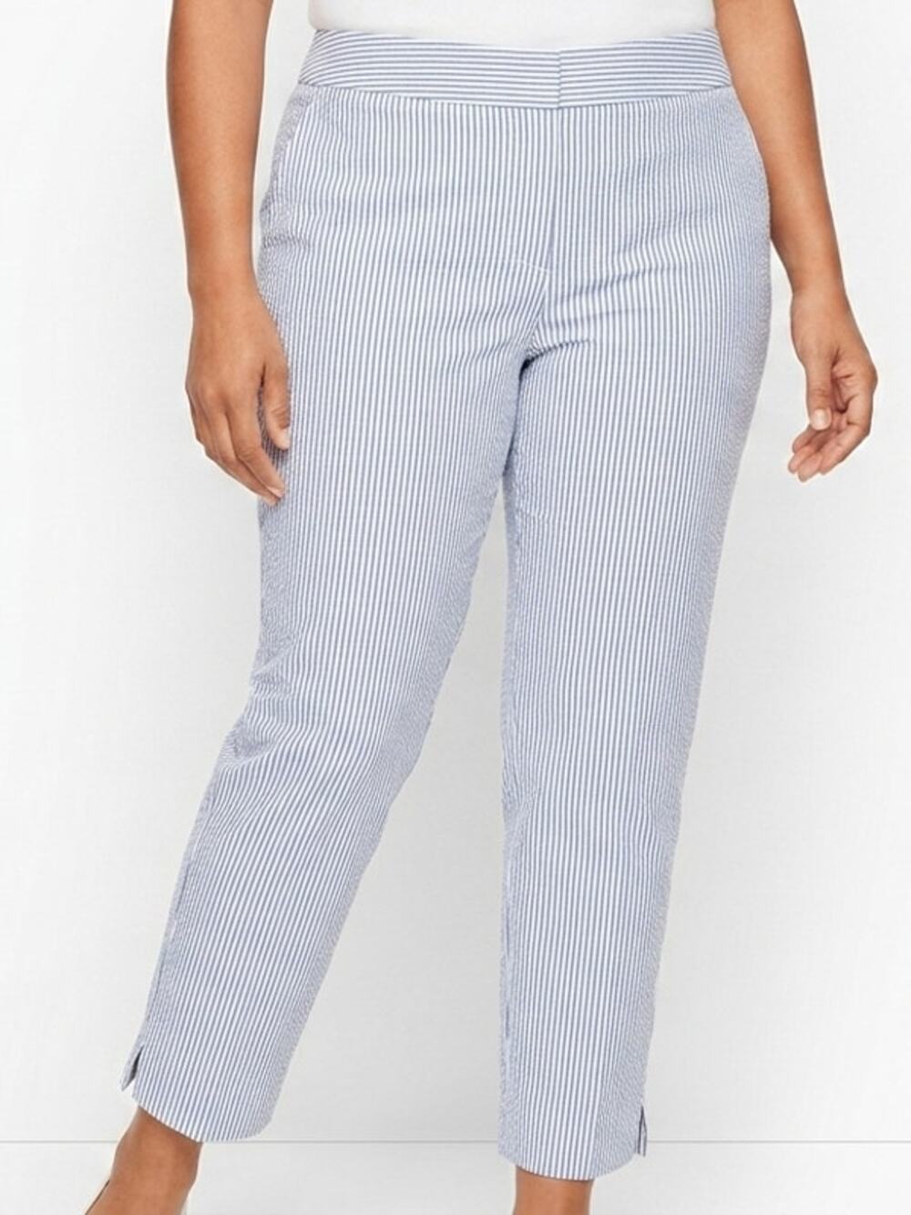Talbots Chatham Ankle White Casual Striped Stretch Pants Women Size 6P